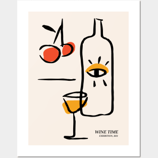 Wine time, Cocktail, Abstract fun art, Retro print, Exhibition poster, Mid century modern, Gallery art, Minimalist Posters and Art